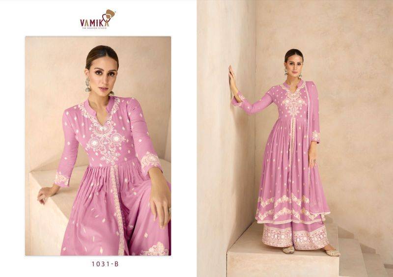 Lakhnavi Vol 6 Gold BY VAMIKA 1031-A To 1031-E Series Beautiful Stylish Sharara Suits Fancy Colorful Casual Wear & Ethnic Wear & Ready To Wear Pure Rayon Printed Dresses At Wholesale Price